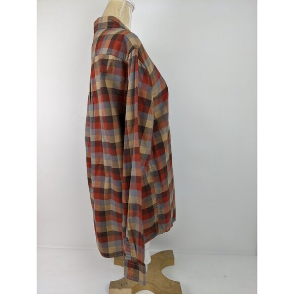 LL Bean Twill Plaid Long Sleeve Button Up Shirt Size Medium Tall Mens NWT Brown - Picture 2 of 12